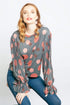 Hart Pleated Sleeve  Top - Congo Dot